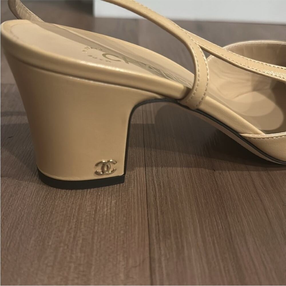 CHANEL Slingback cap toe heels shoes pumps 38.5 - Picture 10 of 14